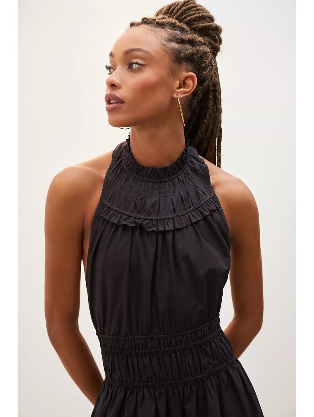 Magali Pascal Jaqueline Maxi in Black Cotton Halter Dress XS #948